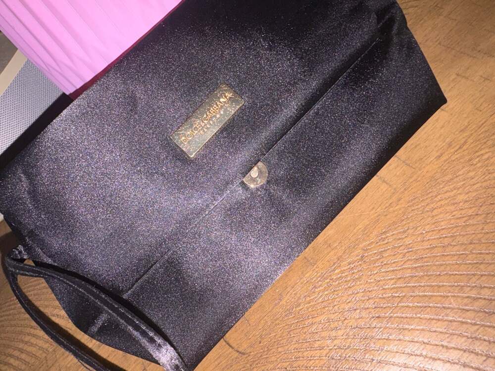 Dolce & Gabbana Parfums Black Satin Evening Clutch Bag
